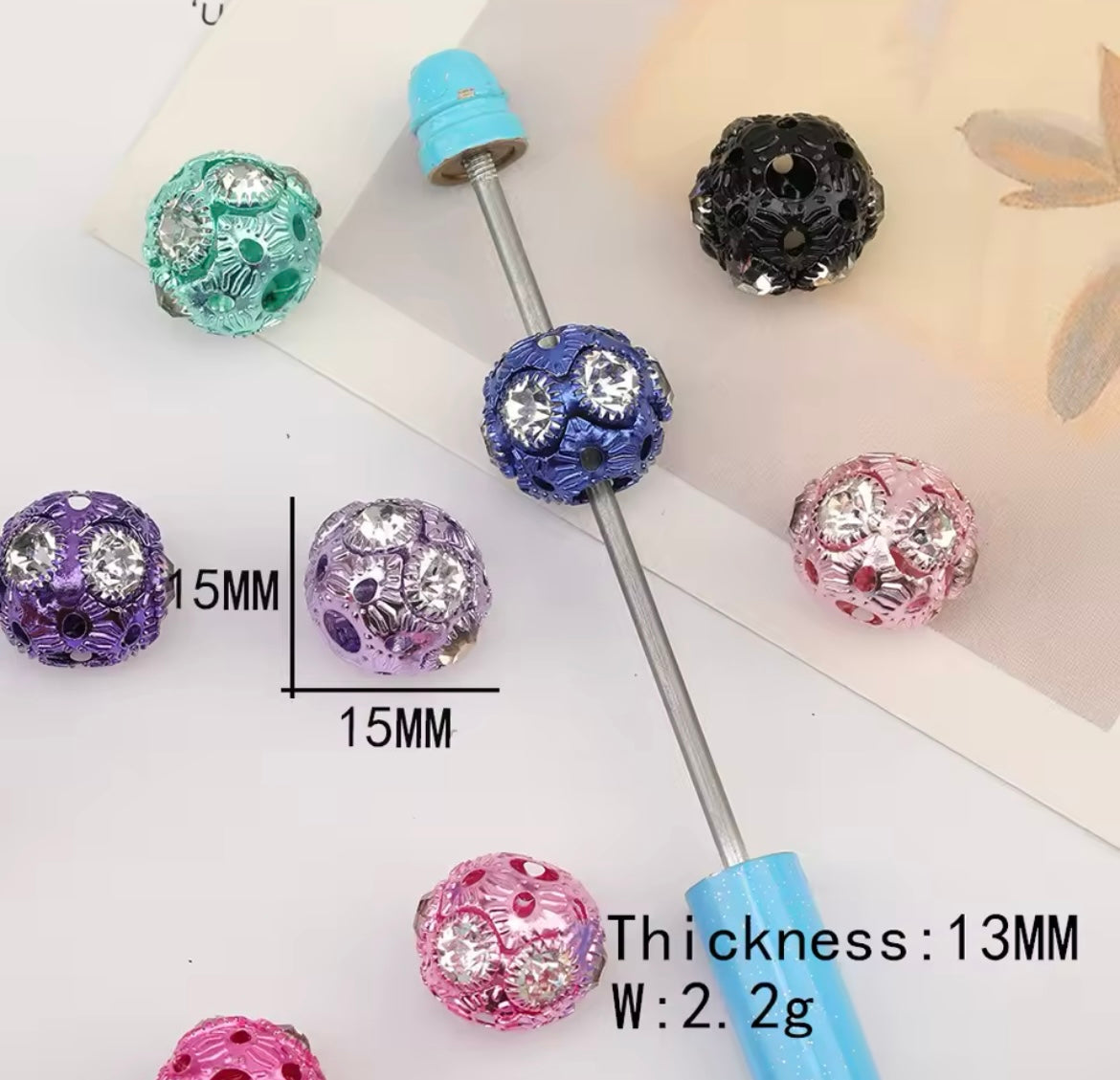 Fancy Metal Rhinestone Round Beads