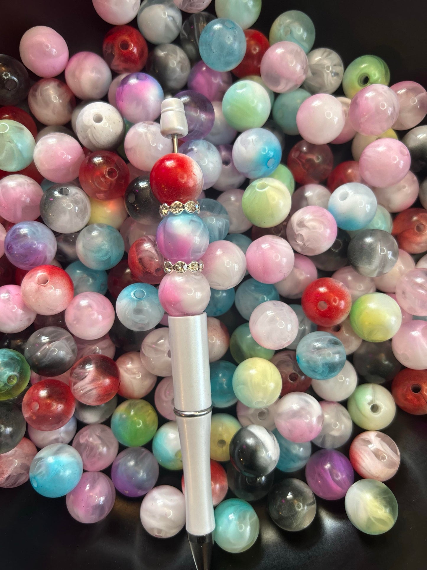 New 16mm Ombre Swirl Marble Mix Beads