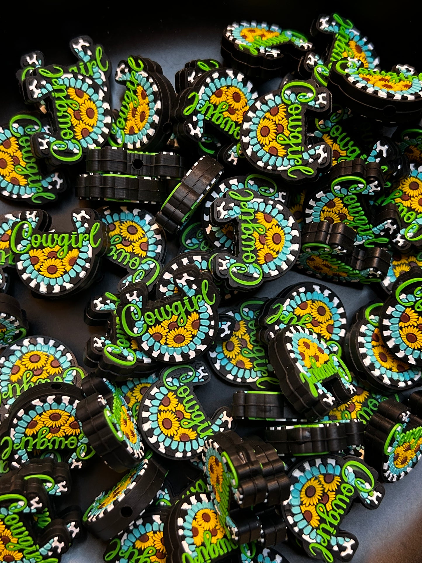 Cowgirl Sunflower Horseshoe Focal Bead