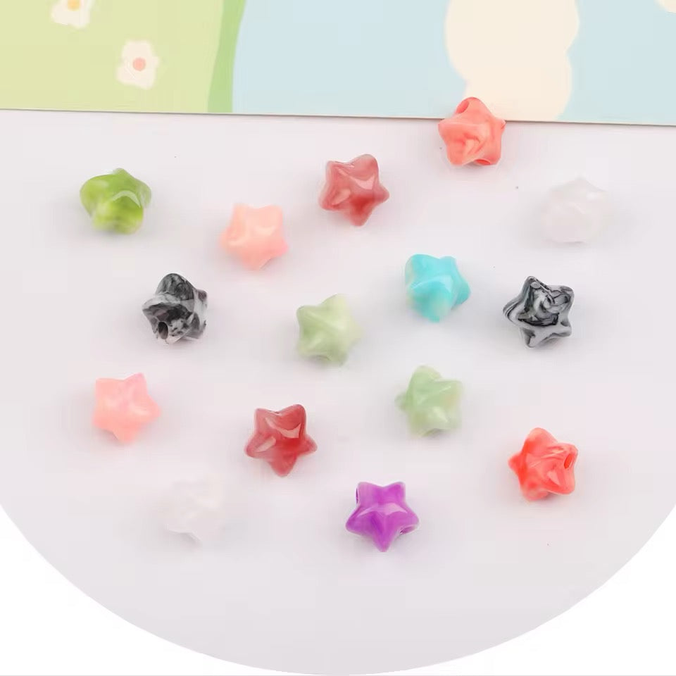 Small Marble Star Beads