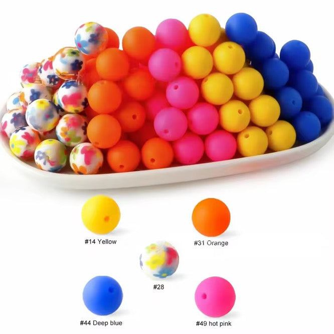 Colorful Daisy 15mm Silicone Beads Mix