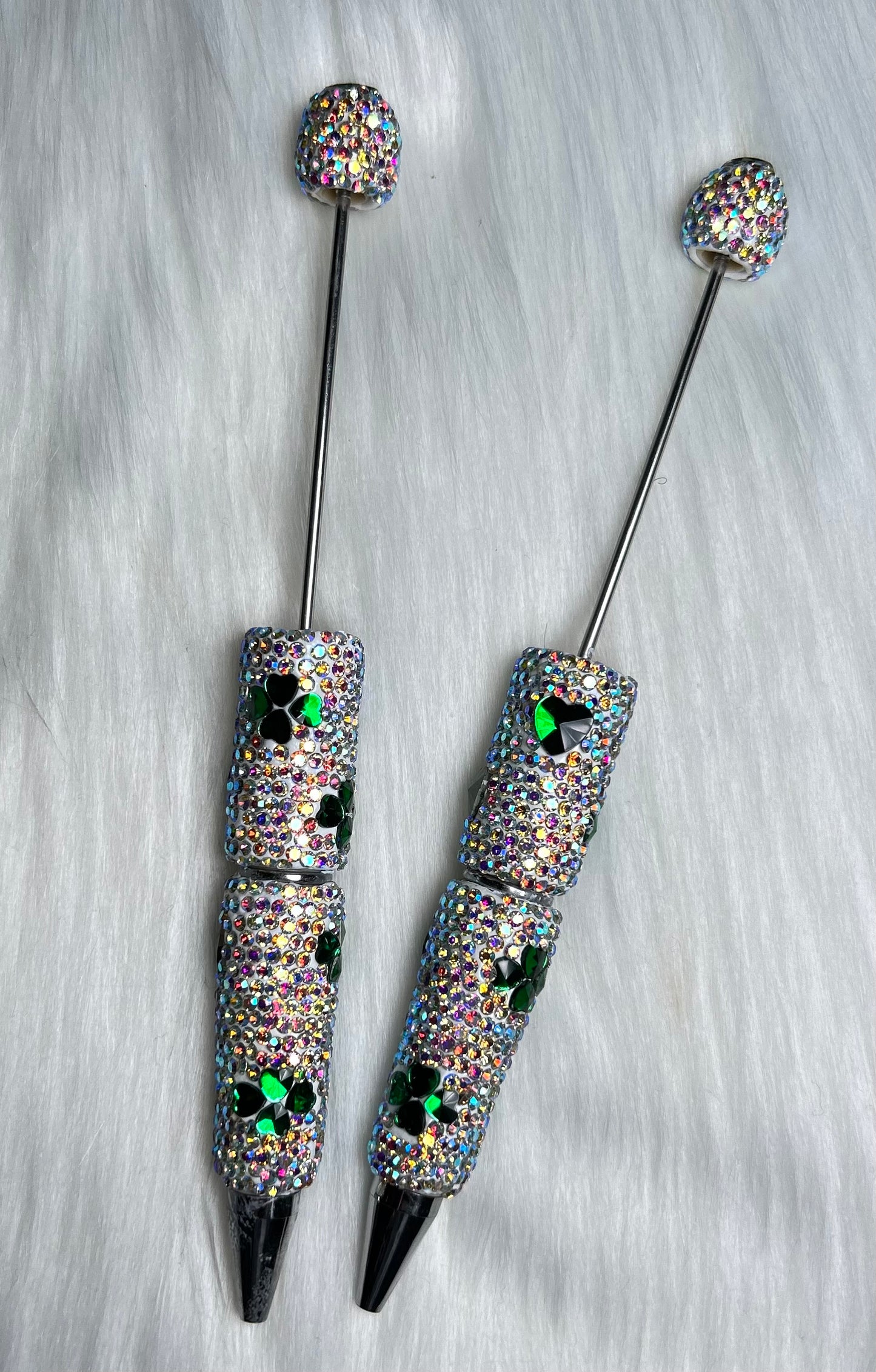 New Shamrock Fancy Rhinestone Beadable Pen