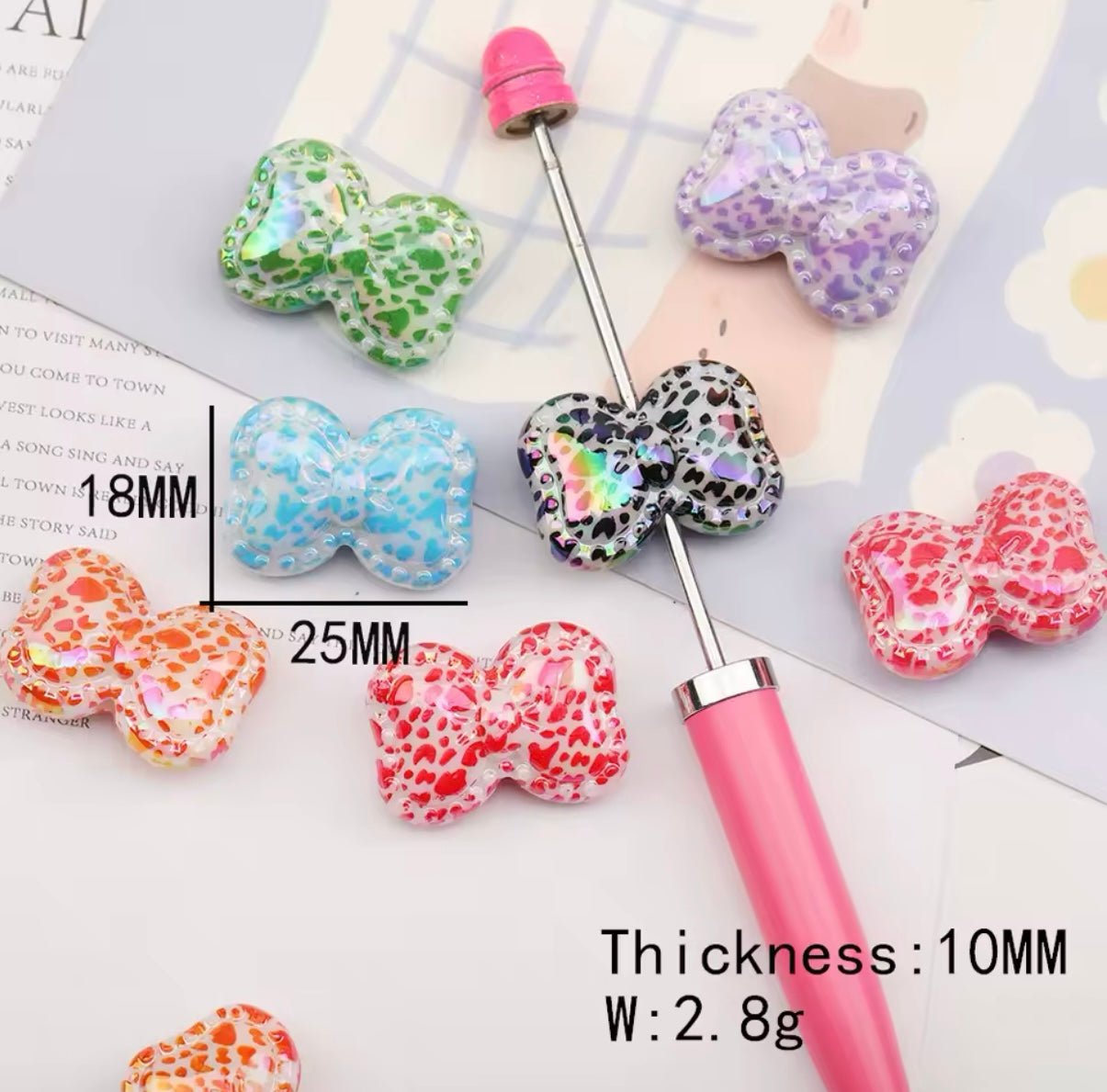 Cow Print Acrylic Bow Beads