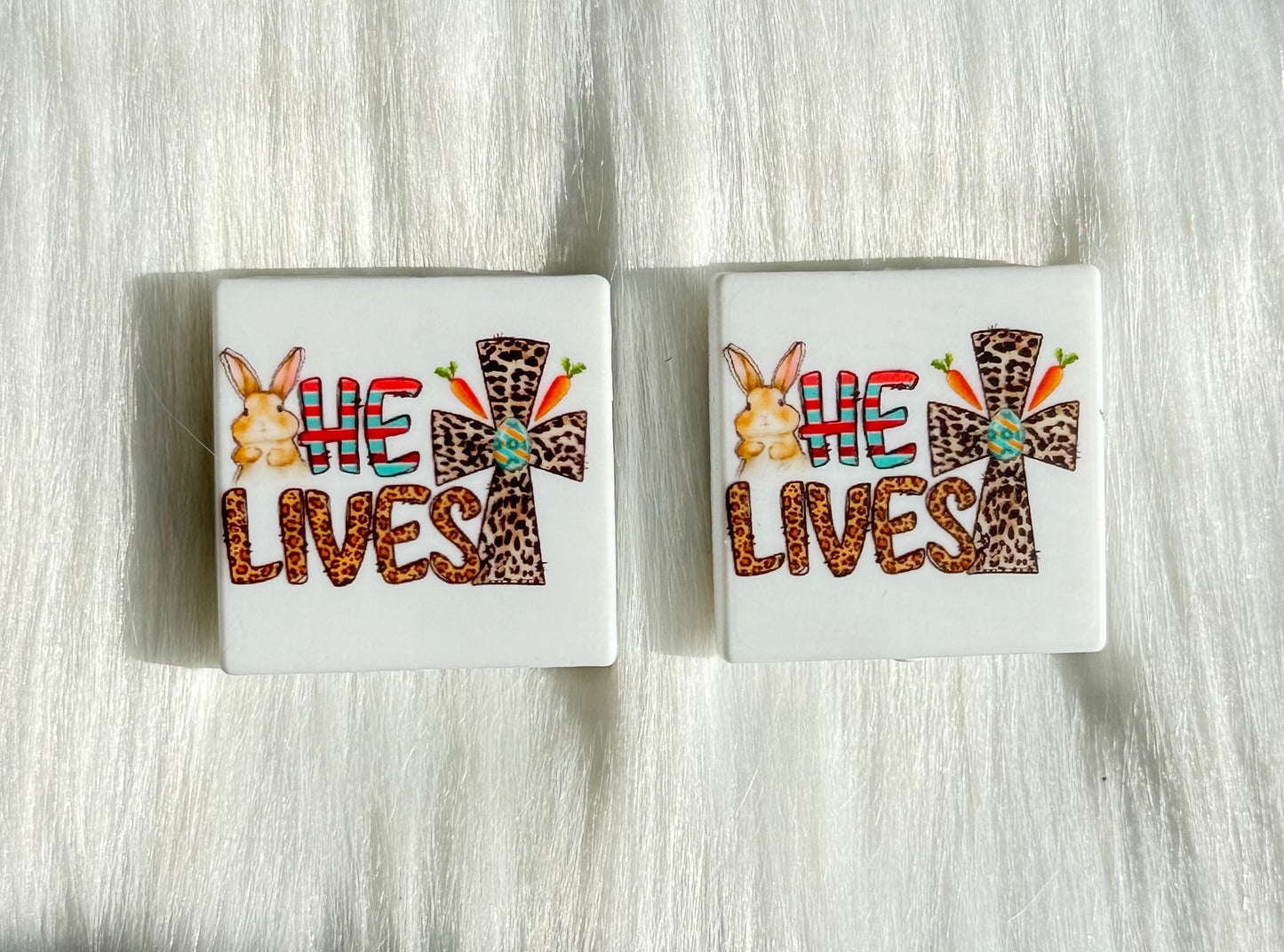 'He Lives' Cross Focal Bead