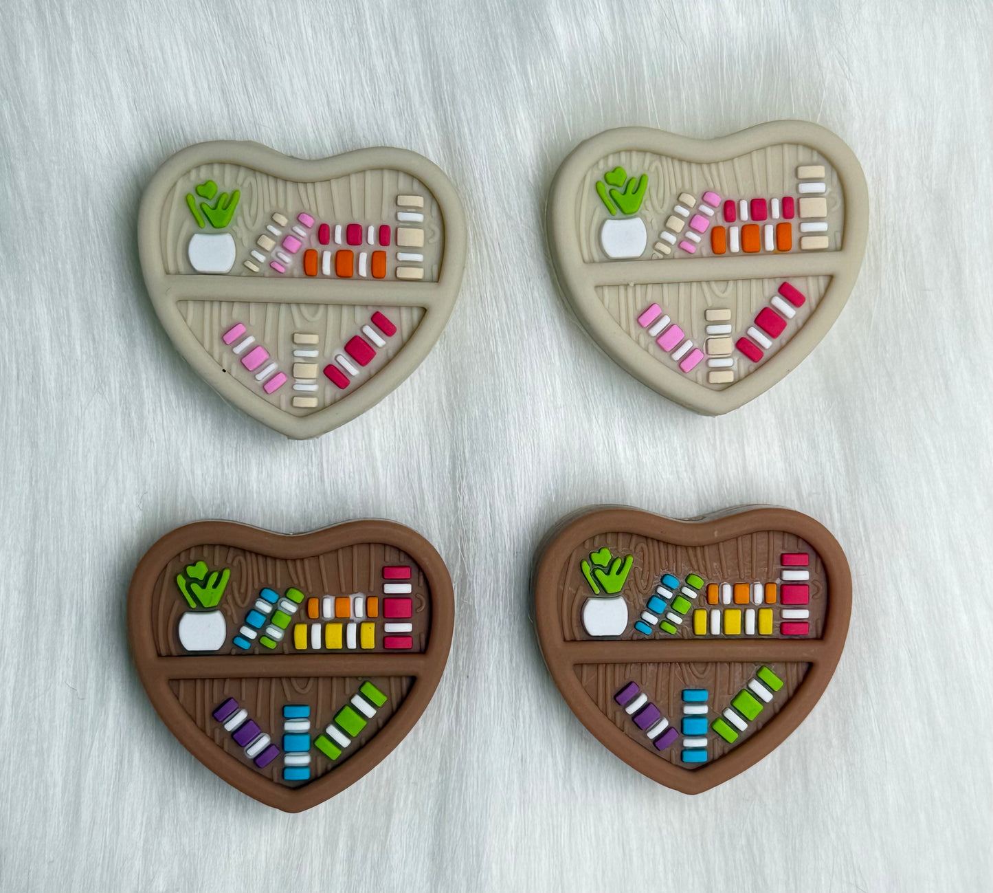 3D Heart Shape Bookshelf Focal Bead