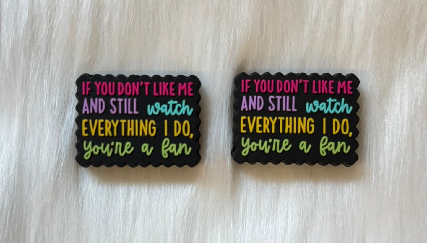 'If You Dont Like Me & Still Watch Everything I Do, You're A Fan' Focal Bead