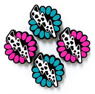Cow Print Lightning Bolt Focal Bead