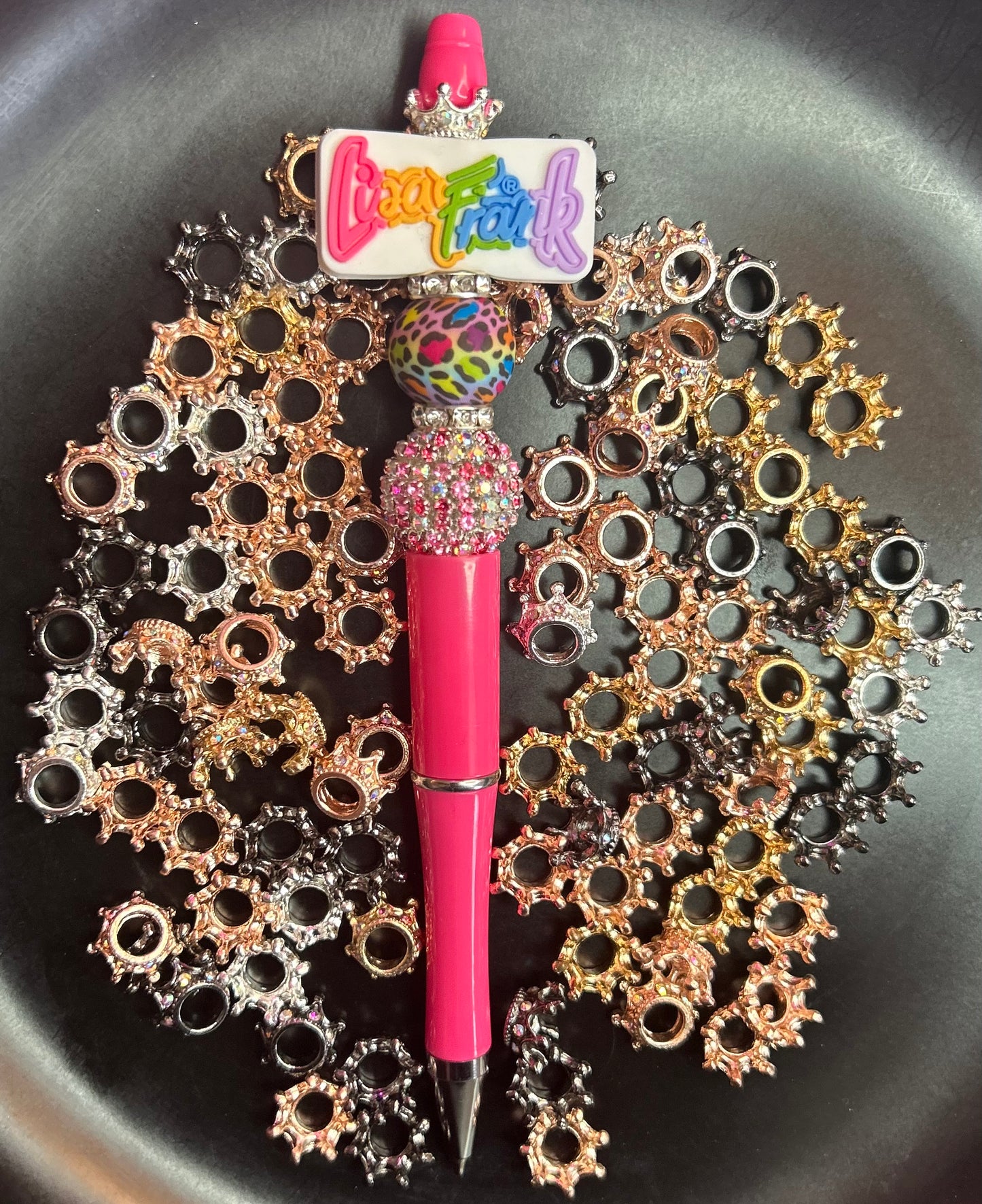 Small Metal Rhinestone Crown Beads