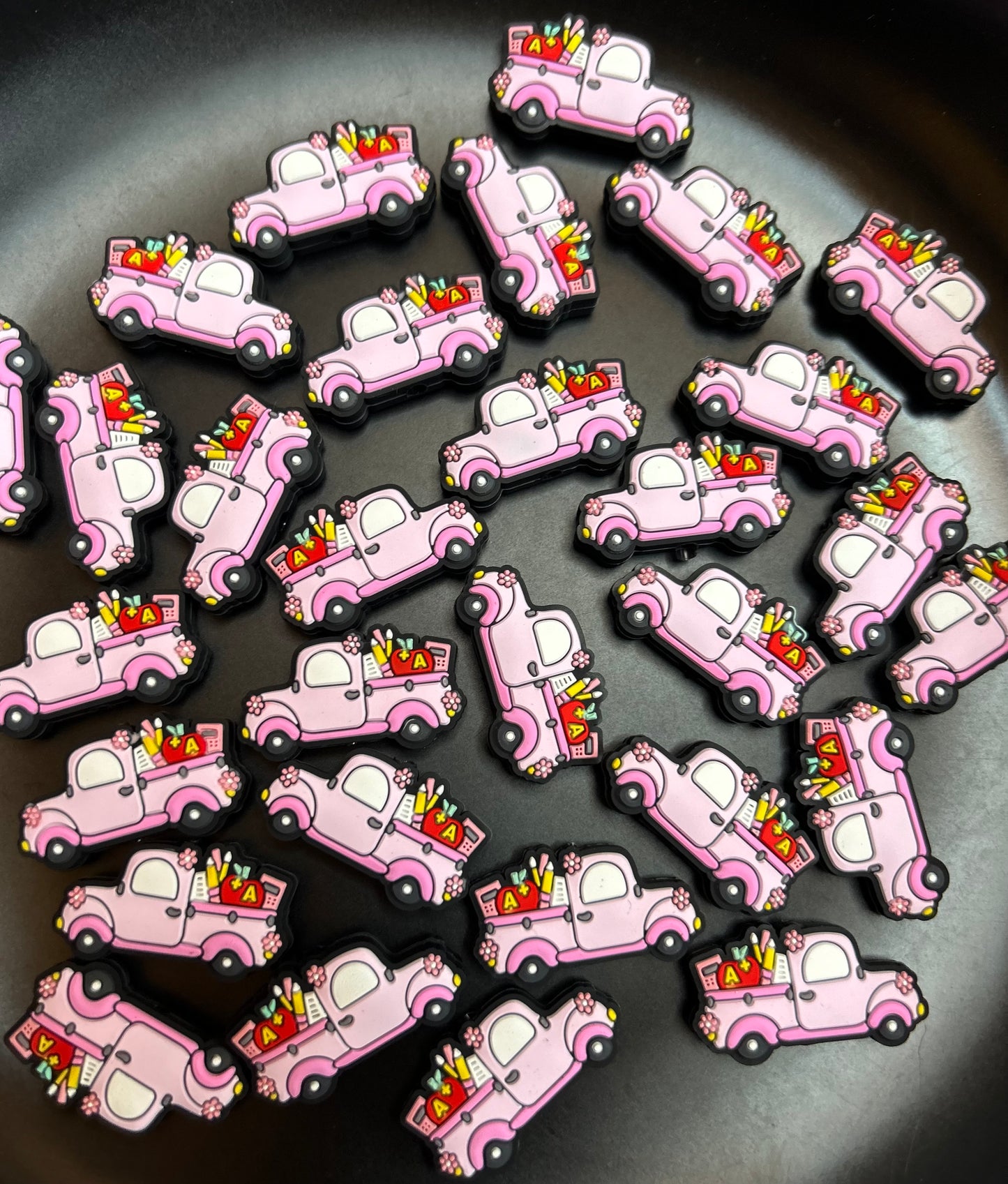 Pink Teacher Truck Focal Bead