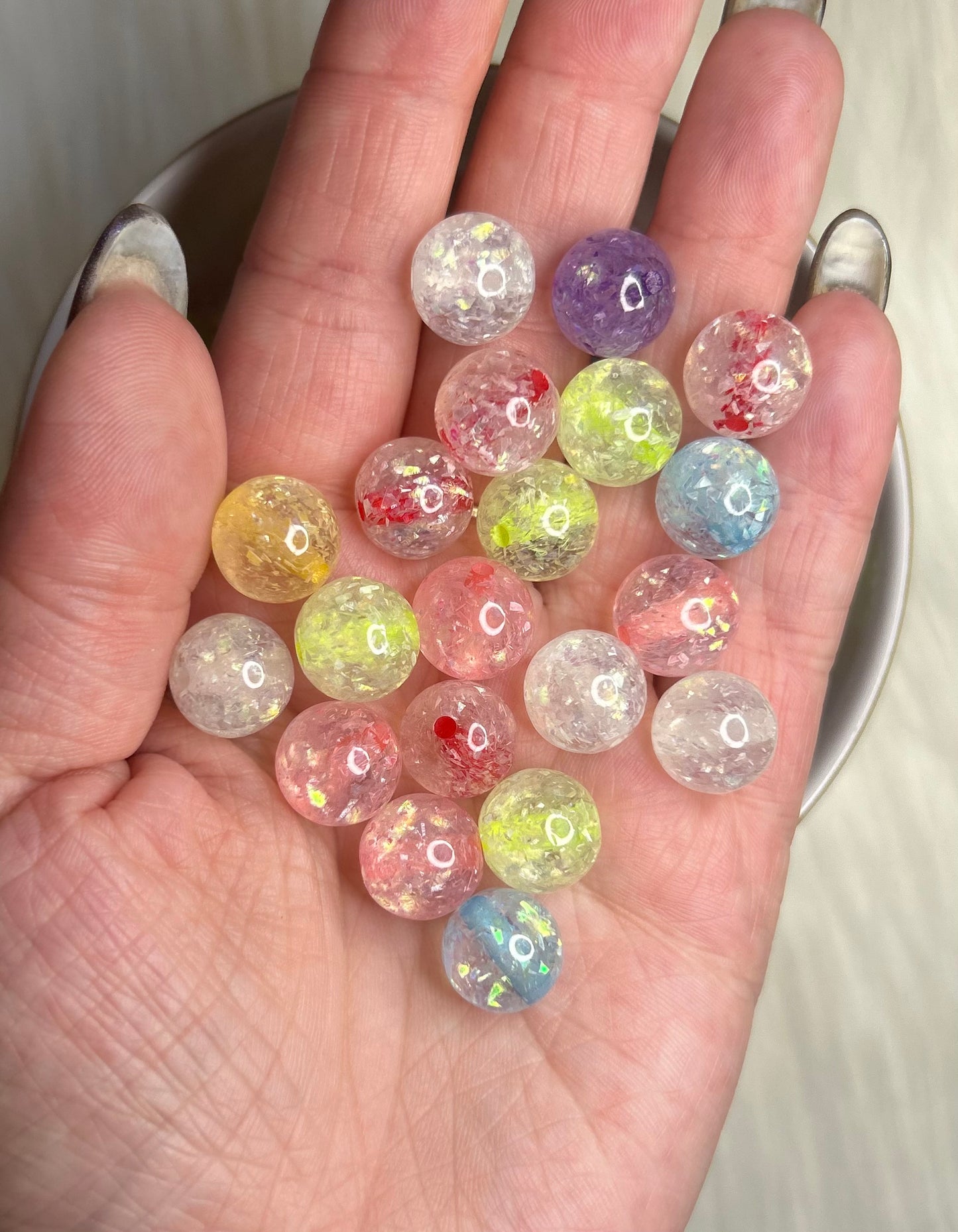 12mm Chunky Glitter Resin Bead Mix