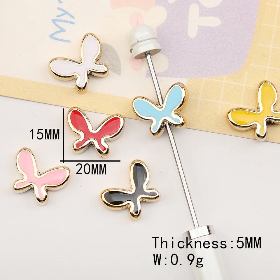 Acrylic Gold Butterfly Spacer Beads