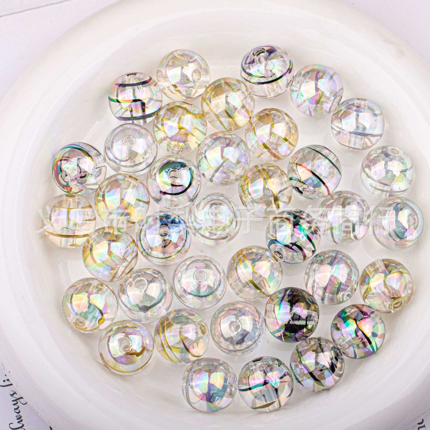 16mm Clear with Hand Painted Swirl Beads