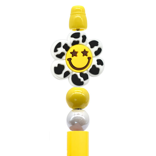 Cow Print Smiley Flower Focal Bead