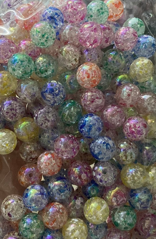 16mm Crackle Splatter Beads