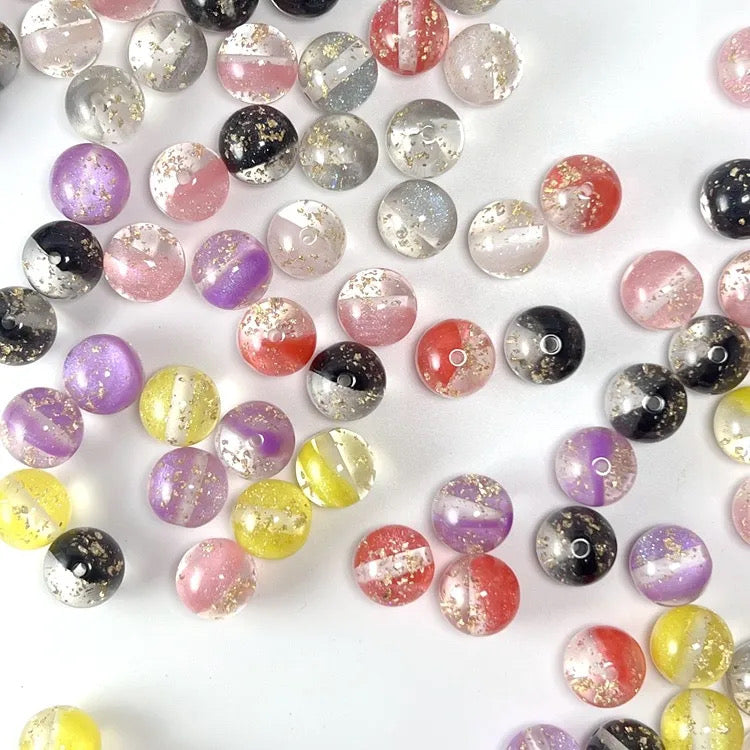 New 16mm Gold Flake Glitter Galaxy Beads