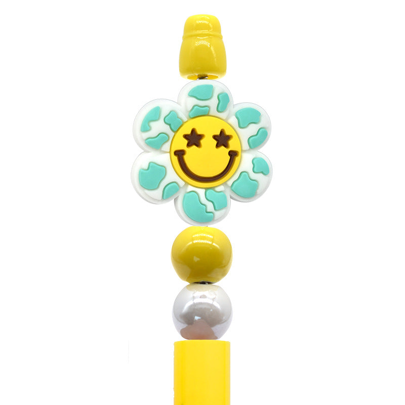 Cow Print Smiley Flower Focal Bead