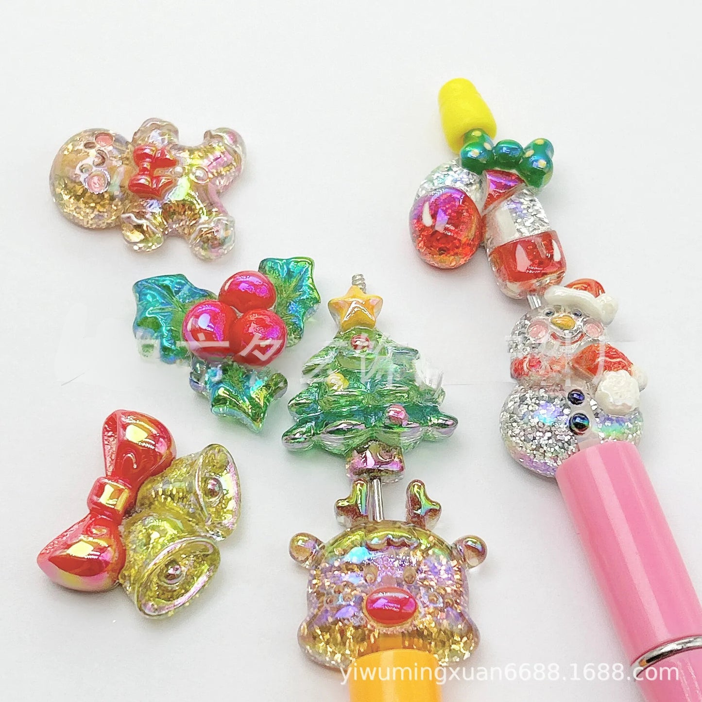 New 3D Glitter Resin Christmas Beads