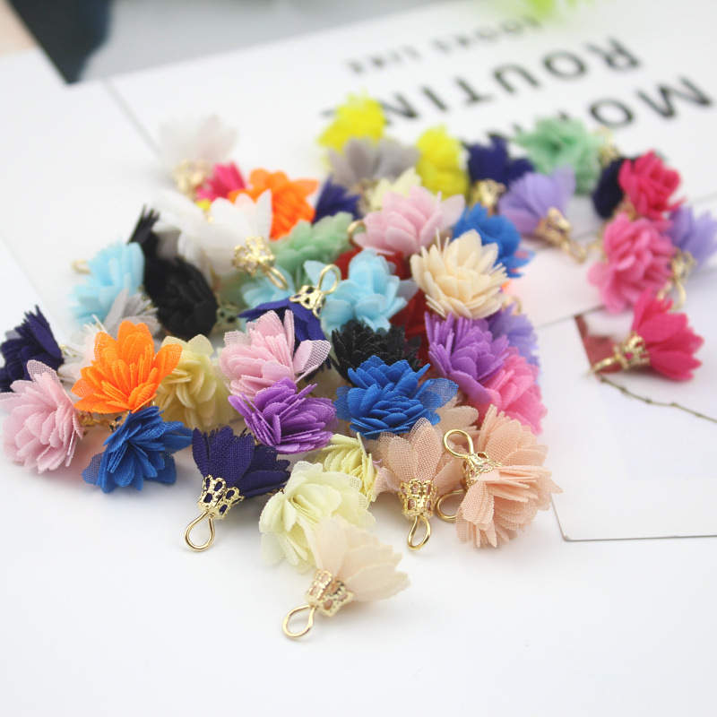 Small Fabric Flower Charms