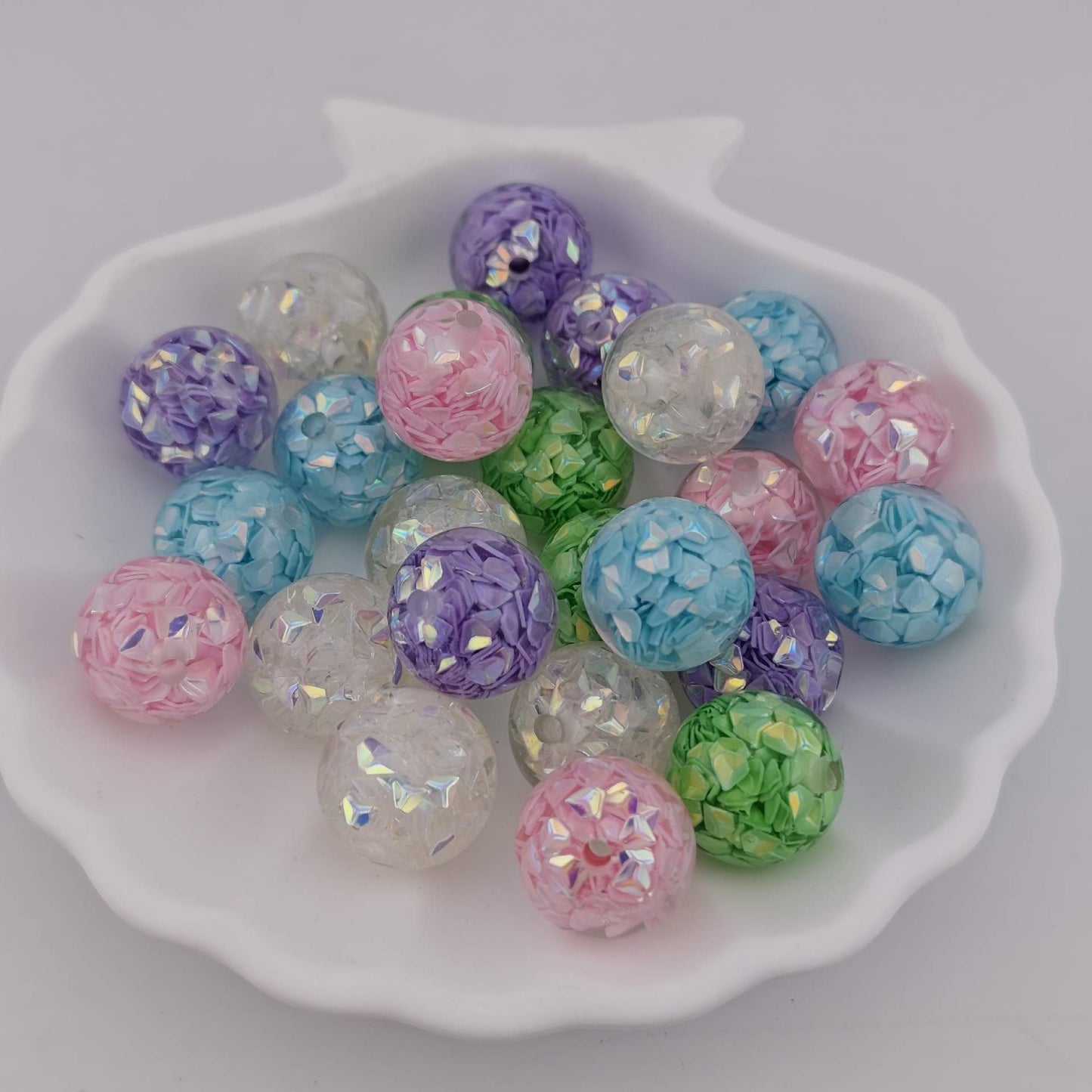 16mm Resin Chunky Glitter Beads
