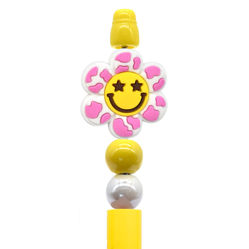 Cow Print Smiley Flower Focal Bead