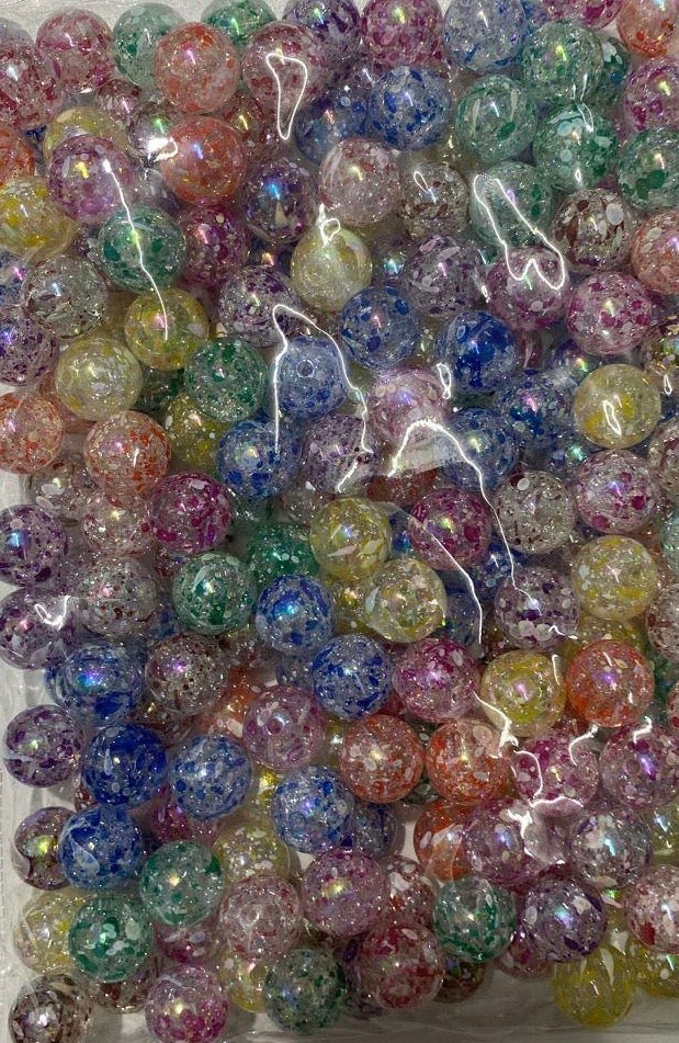 16mm Crackle Splatter Beads