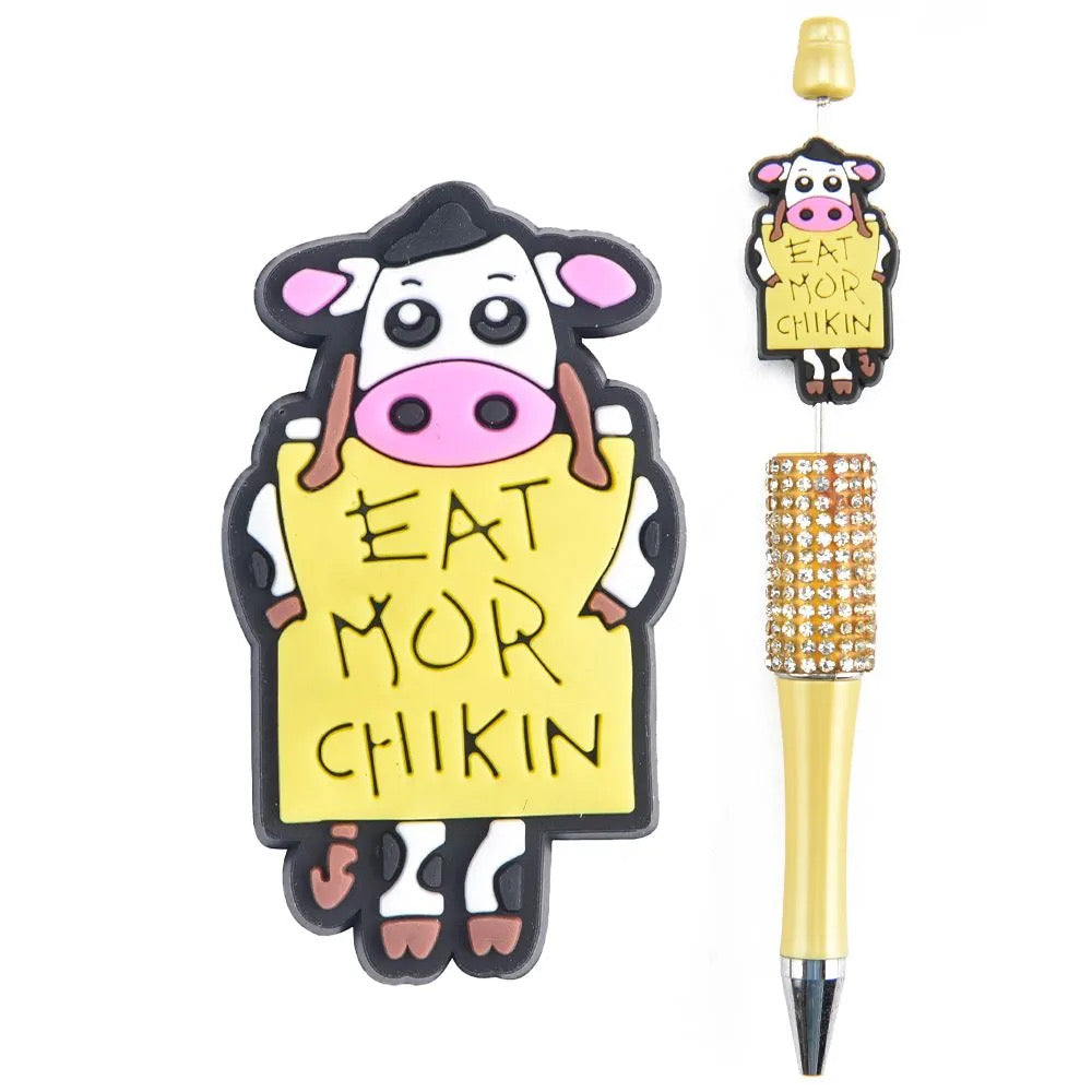 'Eat More Chicken' Cow Focal Bead