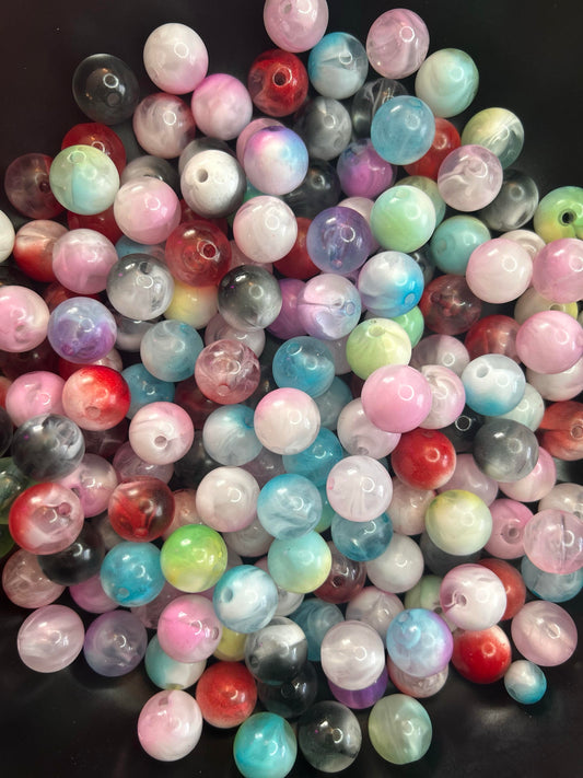 New 16mm Ombre Swirl Marble Mix Beads