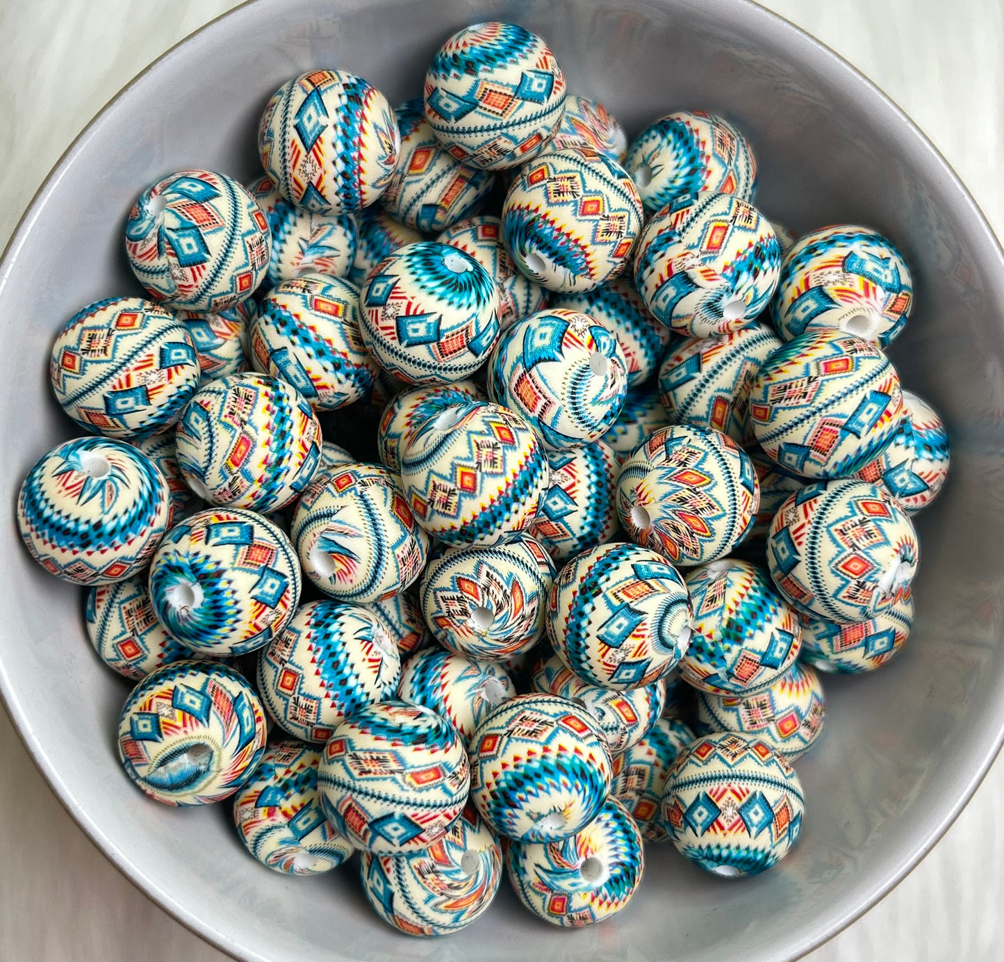 New Aztec Printed Silicone Beads