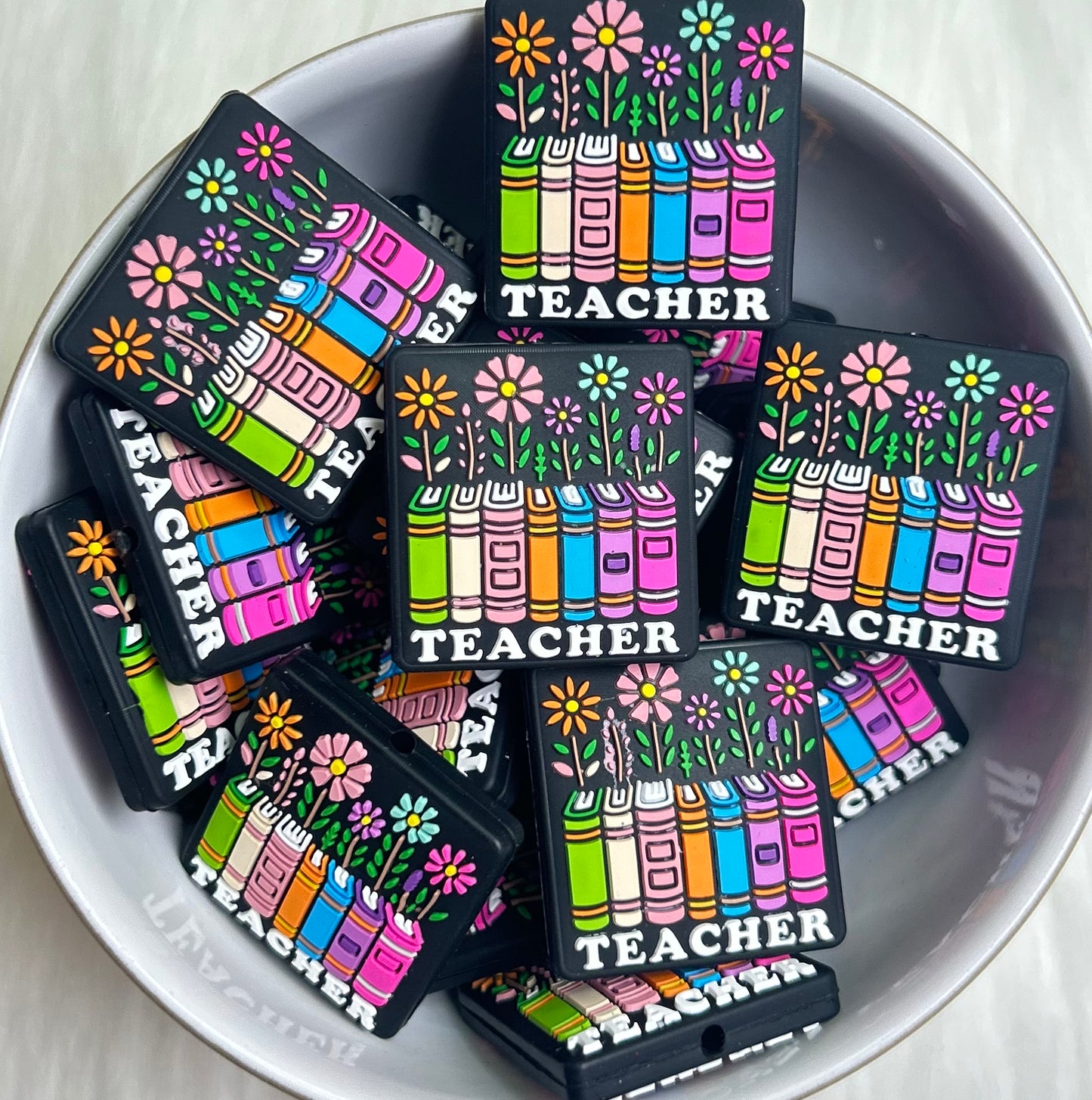 Teacher Flower Books Focal Bead