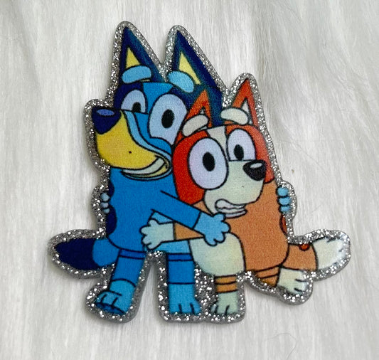 Blue Dog & Friend Glitter Acrylic