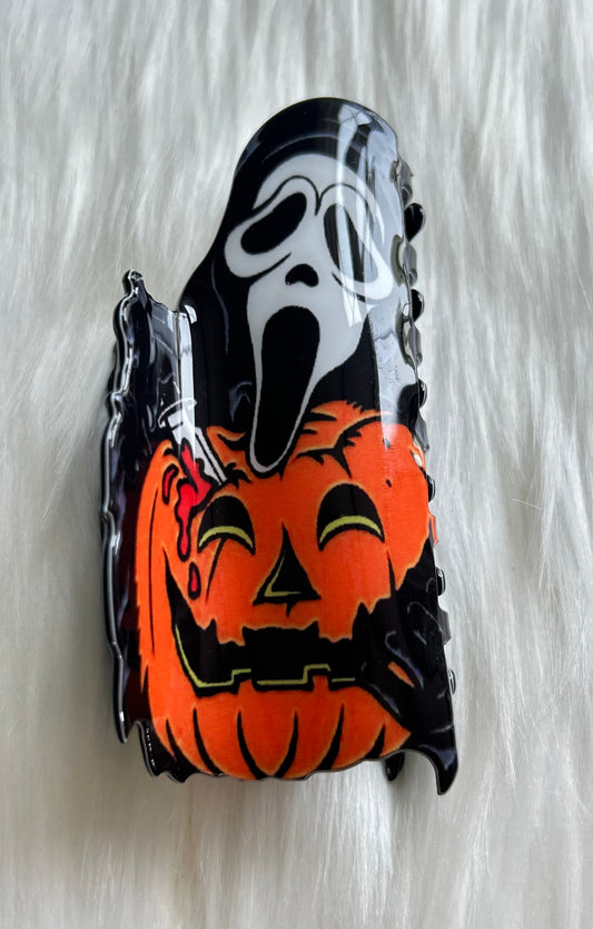 New Pumpkin Ghostface Hair Claw Clip