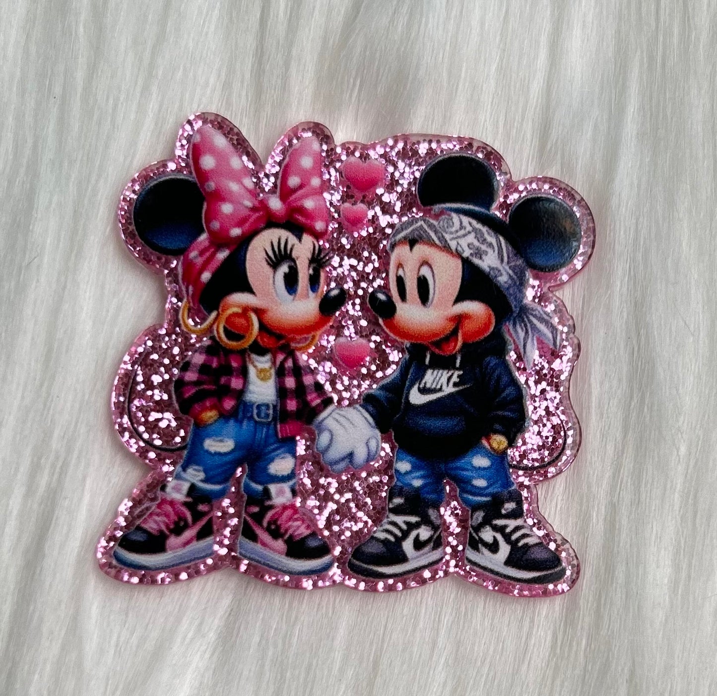 Mouse Couple Glitter Acrylic