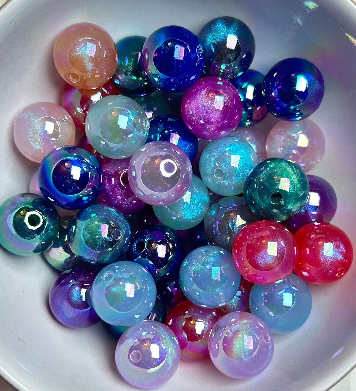 16mm Luminous Glow In The Dark Glitter Galaxy Beads