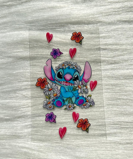 Flower Crown Blue Alien Keychain Decal