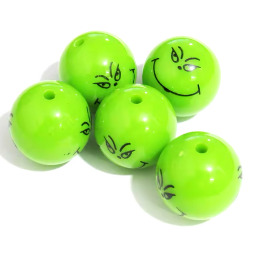 20mm Acrylic Mean Green Guy Beads