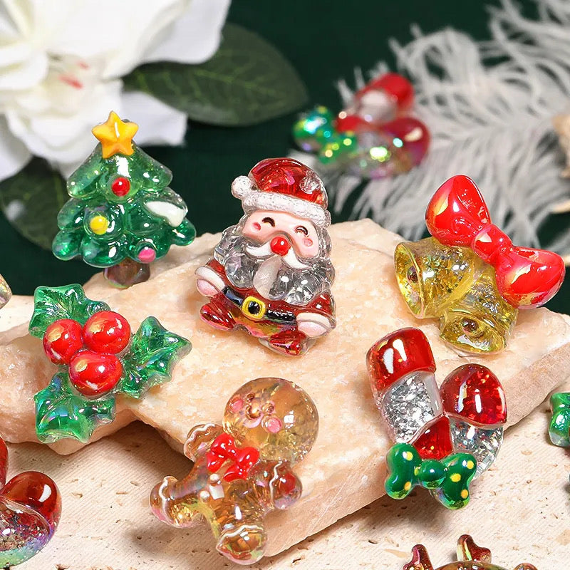 New 3D Glitter Resin Christmas Beads