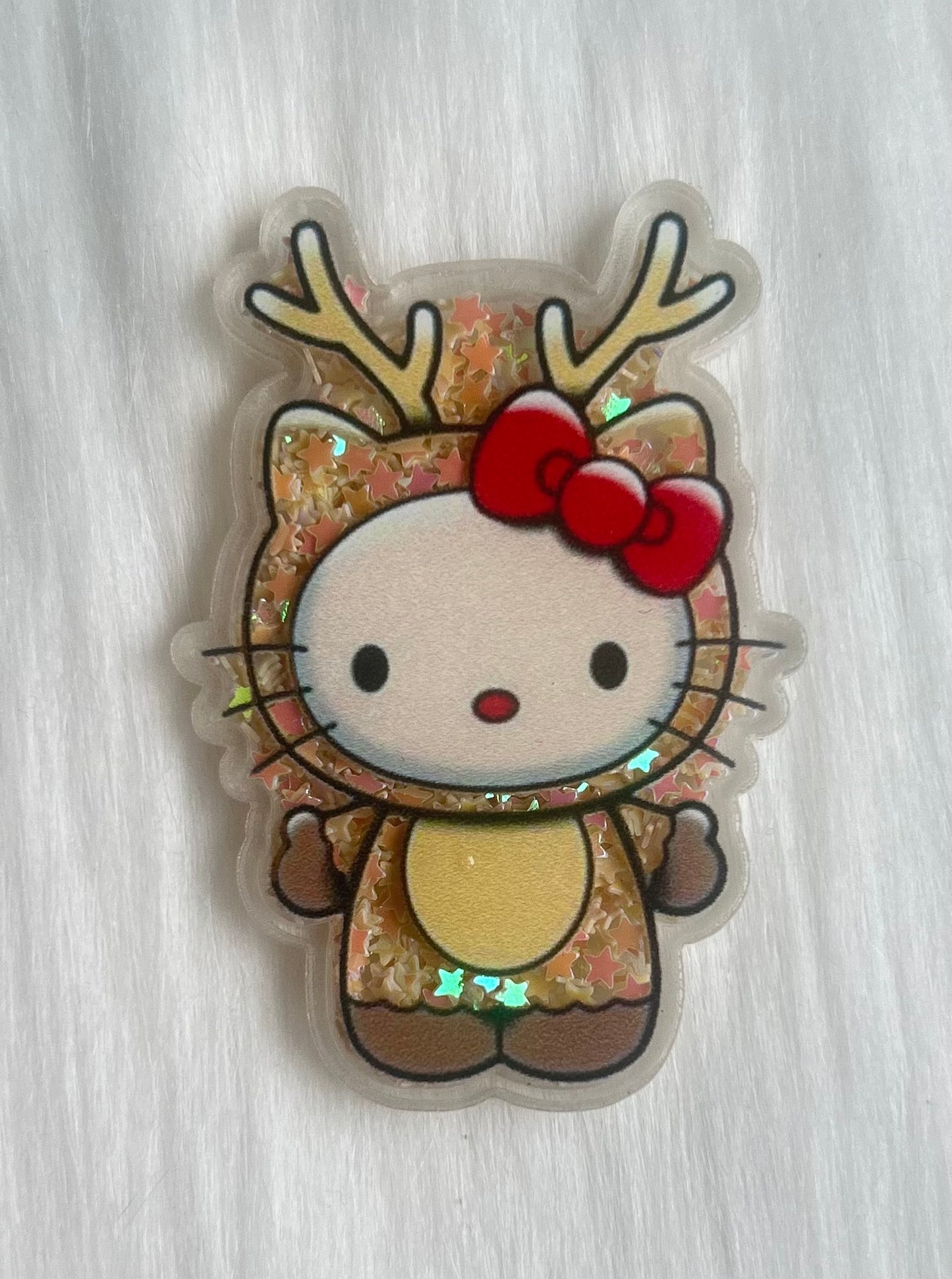 Reindeer Kitty Shaker Glitter Acrylic