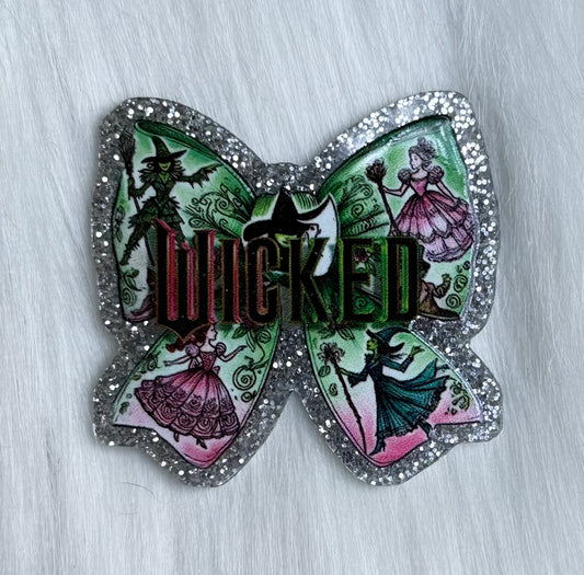 Wicked Bow Glitter Acrylic