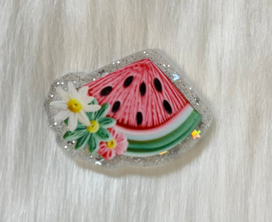Floral Watermelon Glitter Acrylic