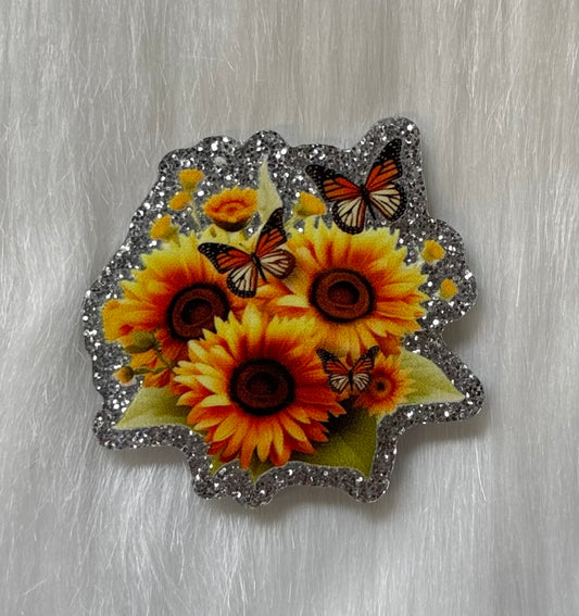 Sunflowers & Butterflies Glitter Acrylic