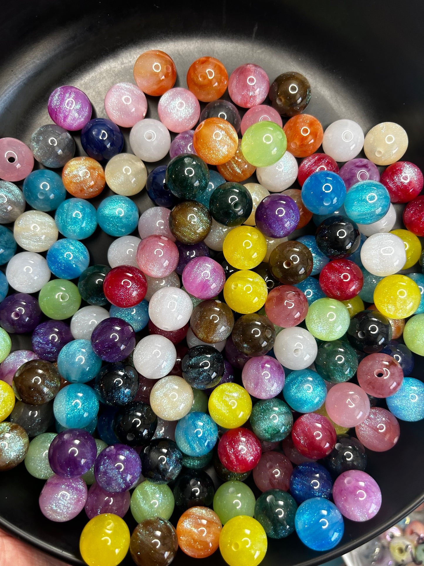 16mm resin glitter galaxy beads