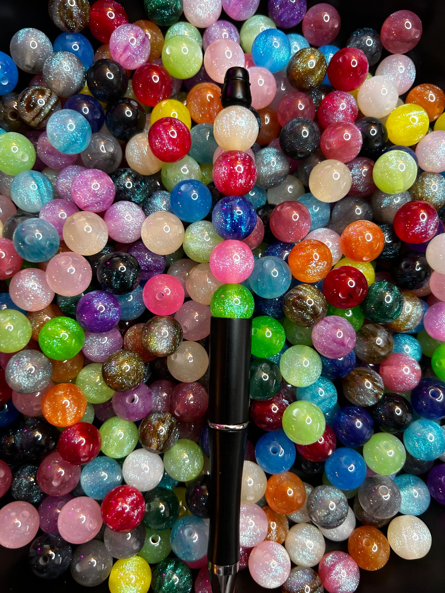 12mm Resin Glitter Galaxy Beads