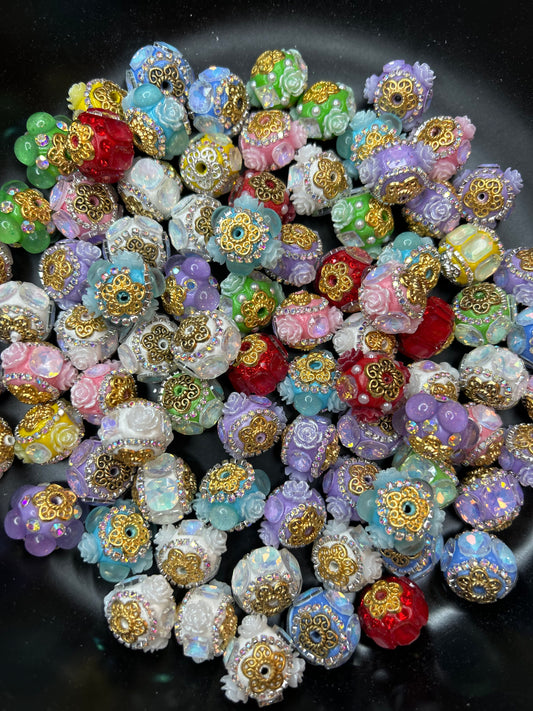 Mixed Round Fancy Rhinestone Beads