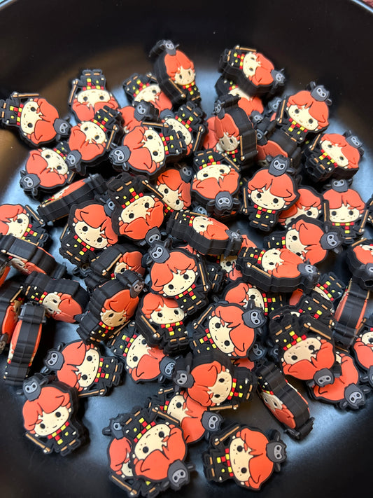 Red Hair Boy with Owl Focal Bead