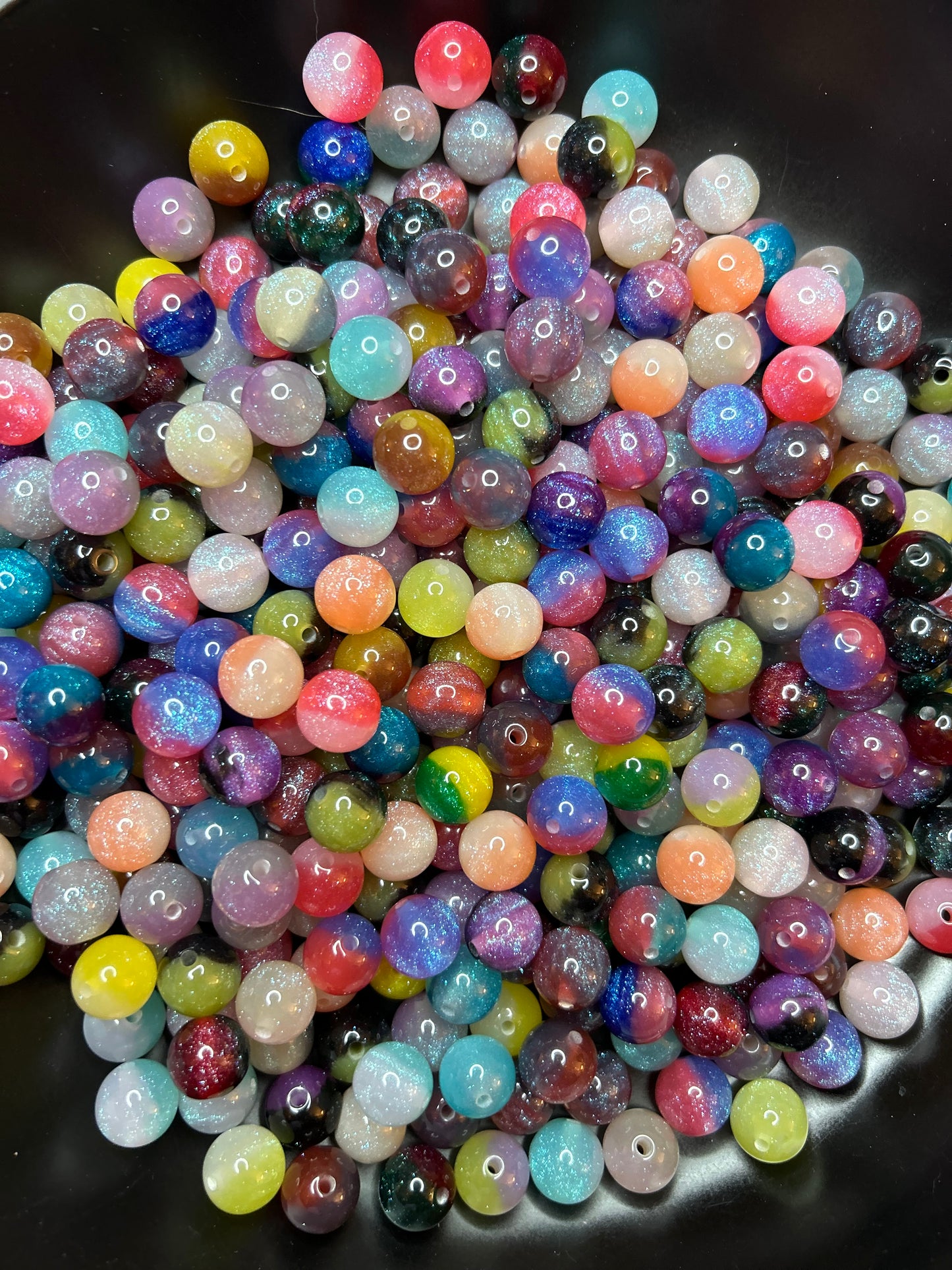 12mm Ombre Resin Glitter Galaxy Beads