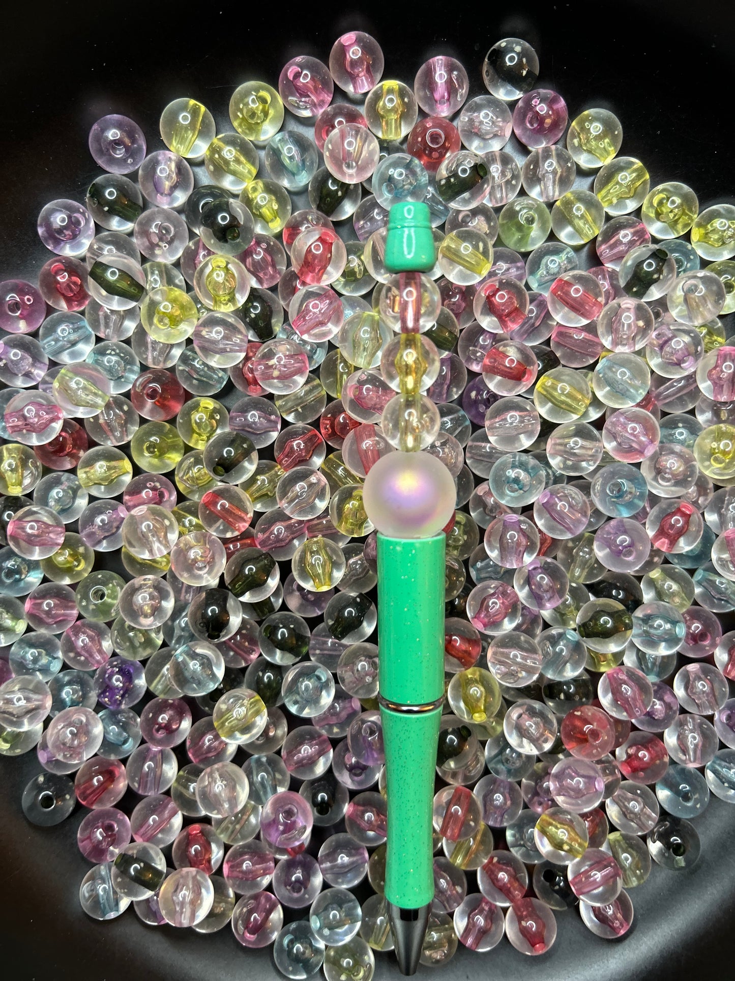 10mm Clear with Colorful Center Spacer Beads