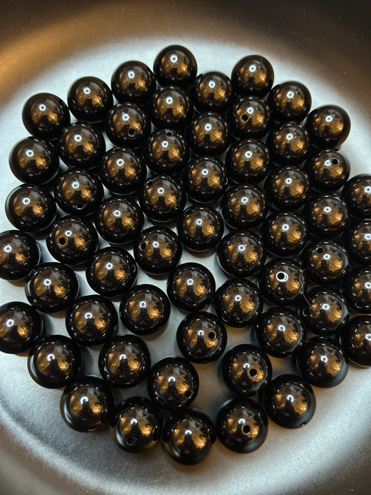 18mm Solid Black Acrylic Beads