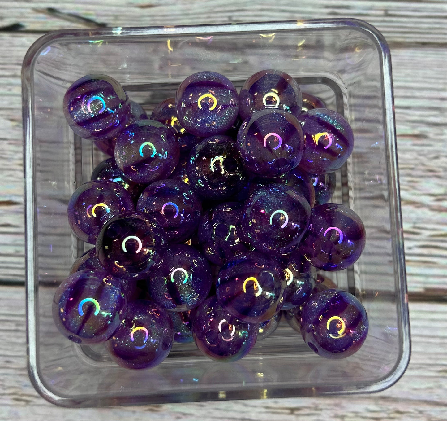 16mm Purple UV Resin Glitter Galaxy Beads