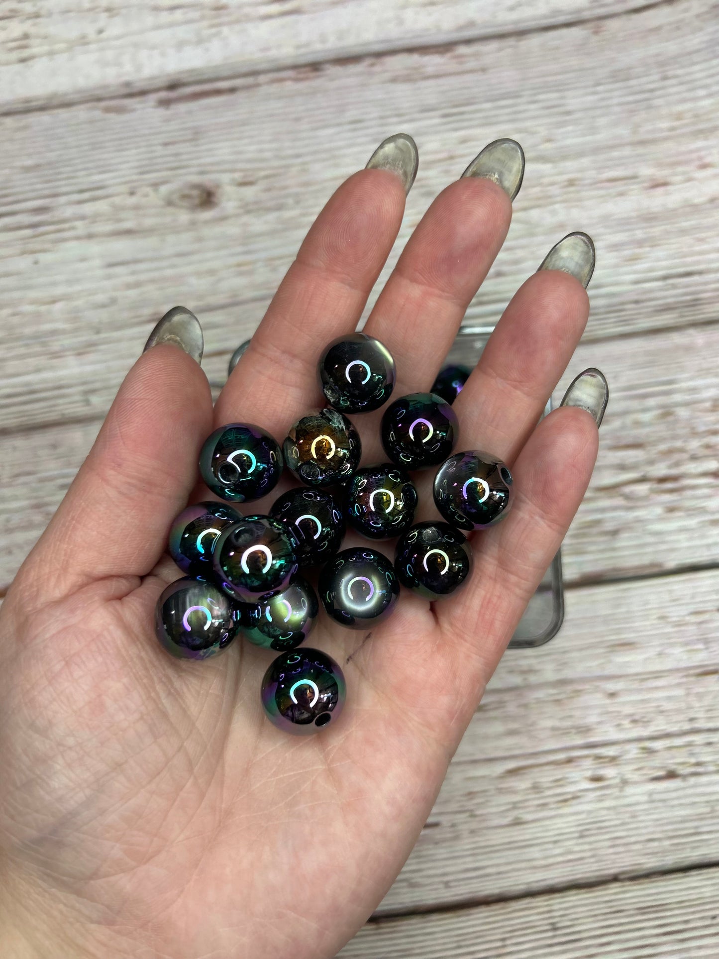 Black UV 16mm Cateye Beads