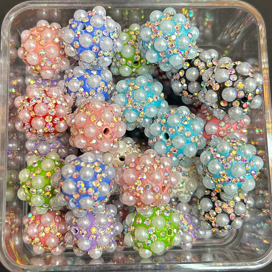 Fancy Rhinestone Pearl Round Beads